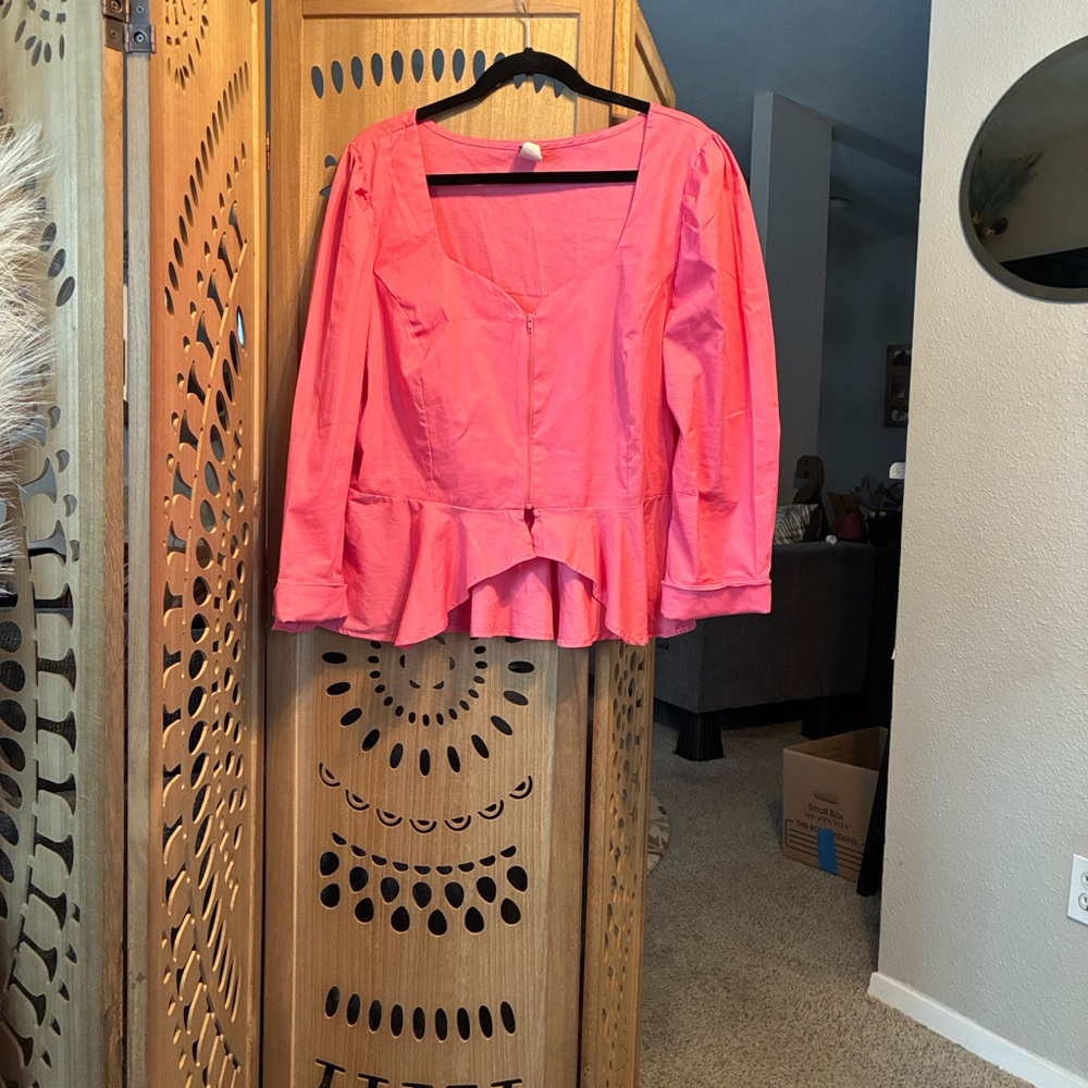 Chic Coral Peplum Blouse